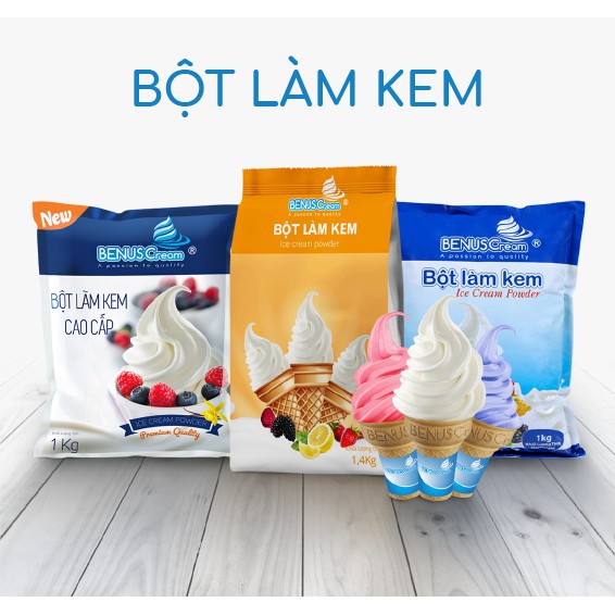 Combo 2kg Bột làm kem tươi BENUSCream (1kg vani + 1kgsocola)