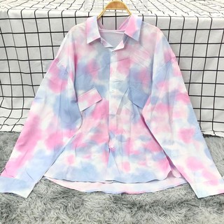 SALE Áo sơ mi lụa loang màu - ẢNH THẬT