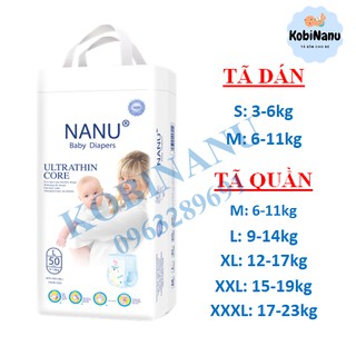Bỉm quần Tã dán Nanu S-XXL 50 miếng Kobinanu