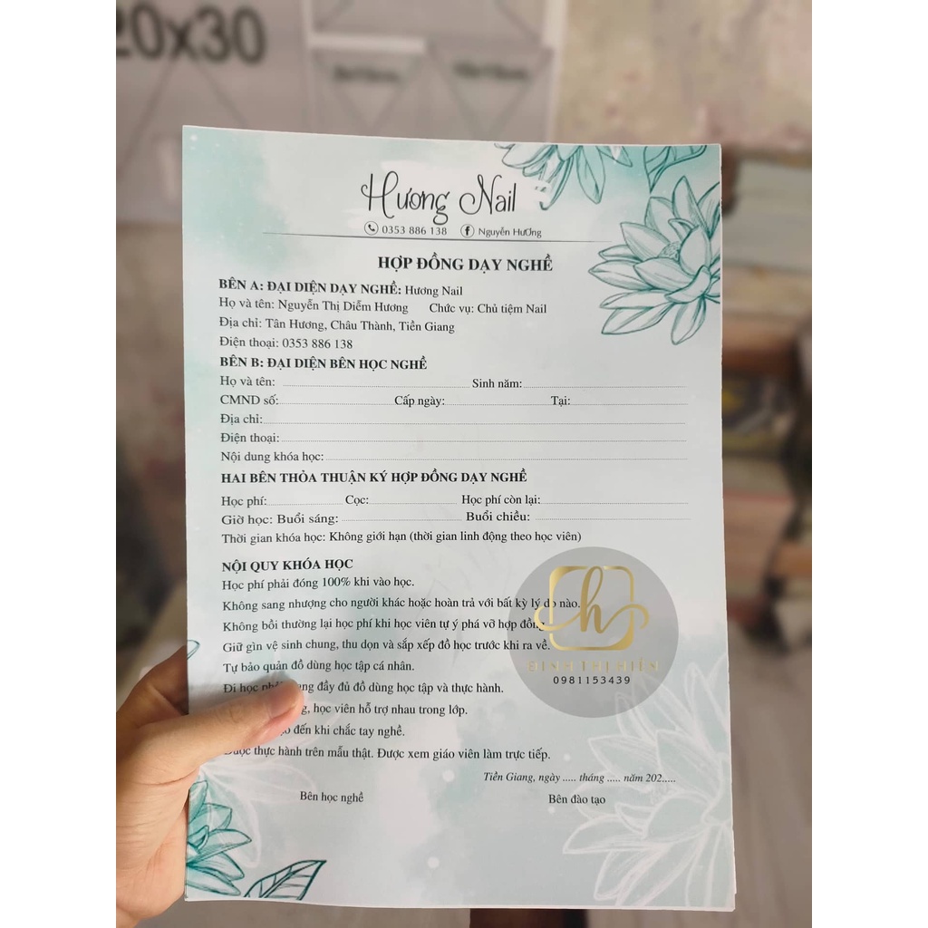 Hợp đồng học nghề cho Spa & Học viện thẩm mỹ 50 tờ