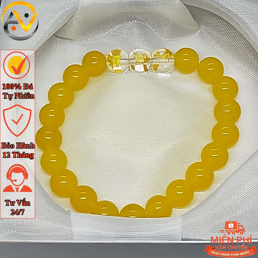 Vòng phong thủy tam hợp hợi mão mùi - Vòng tay phong thủy mệnh kim màu vàng - Bảo hành 12 tháng