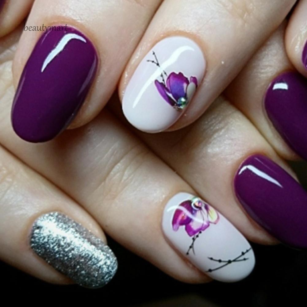 Sticker Họa Tiết Hoa Bướm Dán Móng Trang Trí