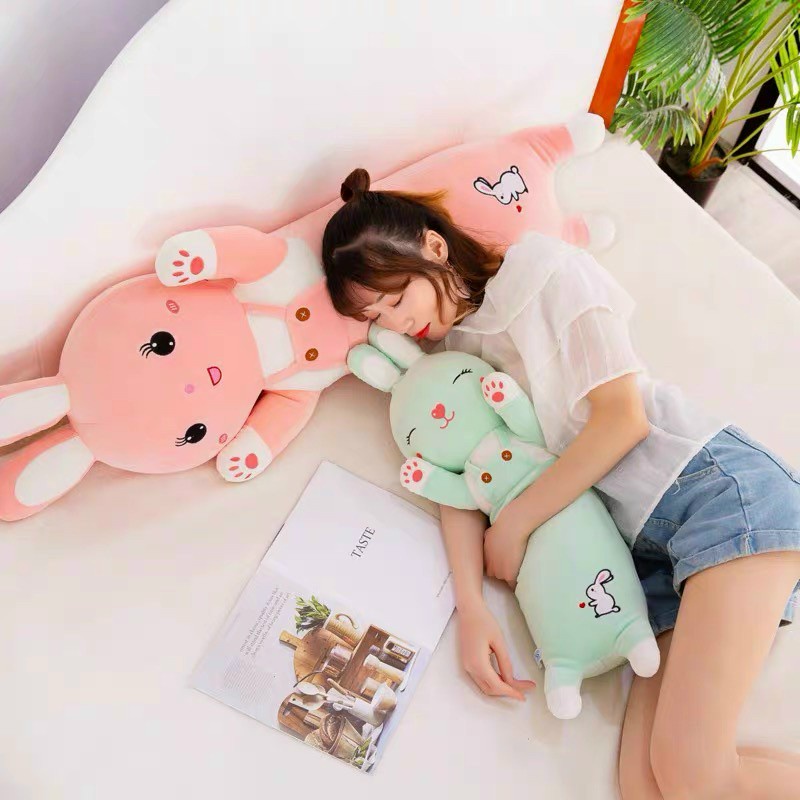 Bộ chăn gối văn phòng hình thỏ, gấu bông hình thở kèm chăn 2in1 70cm