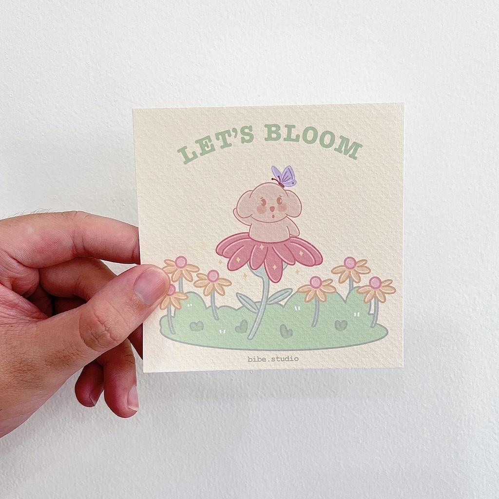 Bibe | Beechoo Let's Bloom Postcard & Die-cut Sticker | Hình Dán Trang Trí Sổ Planner, Bullet Journal