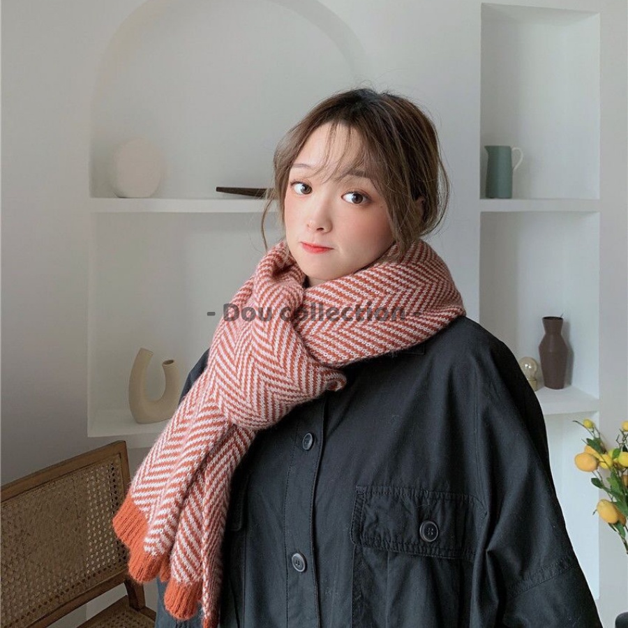 [Nowship2h] Khăn Len Choàng Cổ (Khăn Cashmere Len) Cao Cấp Trơn Sọc Xương Cá Nhật Bản - 40x200cm - PJN.ARC - Mã LN015