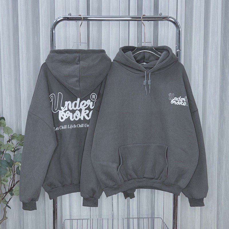 ÁO Hoodie nam nữ  Under Chất nỉ ngoại Form thụng unisex Mũ 2 lớp hình in 5d
