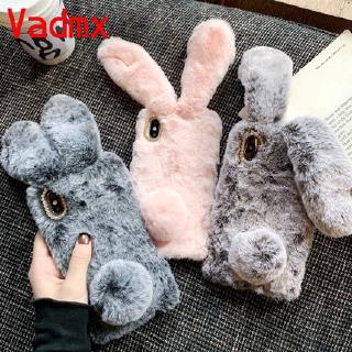 Ốp điện thoại mềm phối lông hình tai thỏ 3D đính đá cho Vivo Y70S X50 Pro Y50 Y30 IQOO Neo 3 Z1 V17 S1 Pro Y19 Y9S
