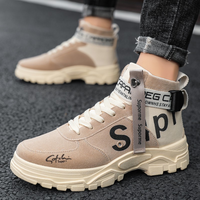 Giày nam cao cổ SUP kiểu dáng mạnh mẽ cá tính phong cách bụi bặm có đai điểm nhấn nổi bật | BigBuy360 - bigbuy360.vn