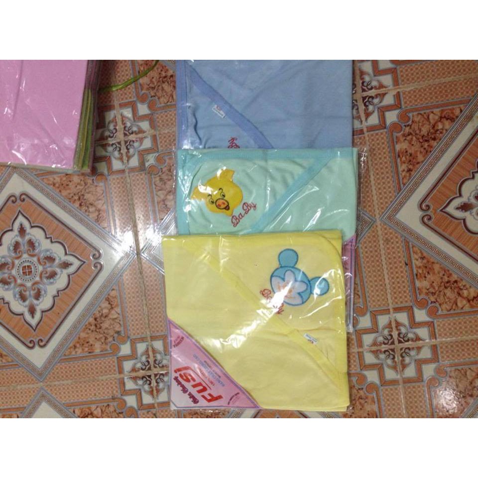 Chăn choàng có mũ cho bé, chăn ủ cotton hè, thu cao cấp Fusj