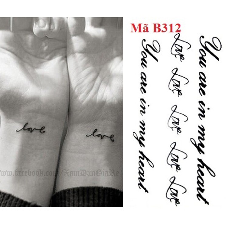 Xăm dán tattoo chữ B312