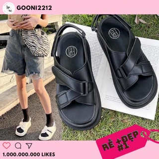 Dép sandal nữ quai chéo đế cao quai dán phong cách học sinh ulzzang Hàn Quốc