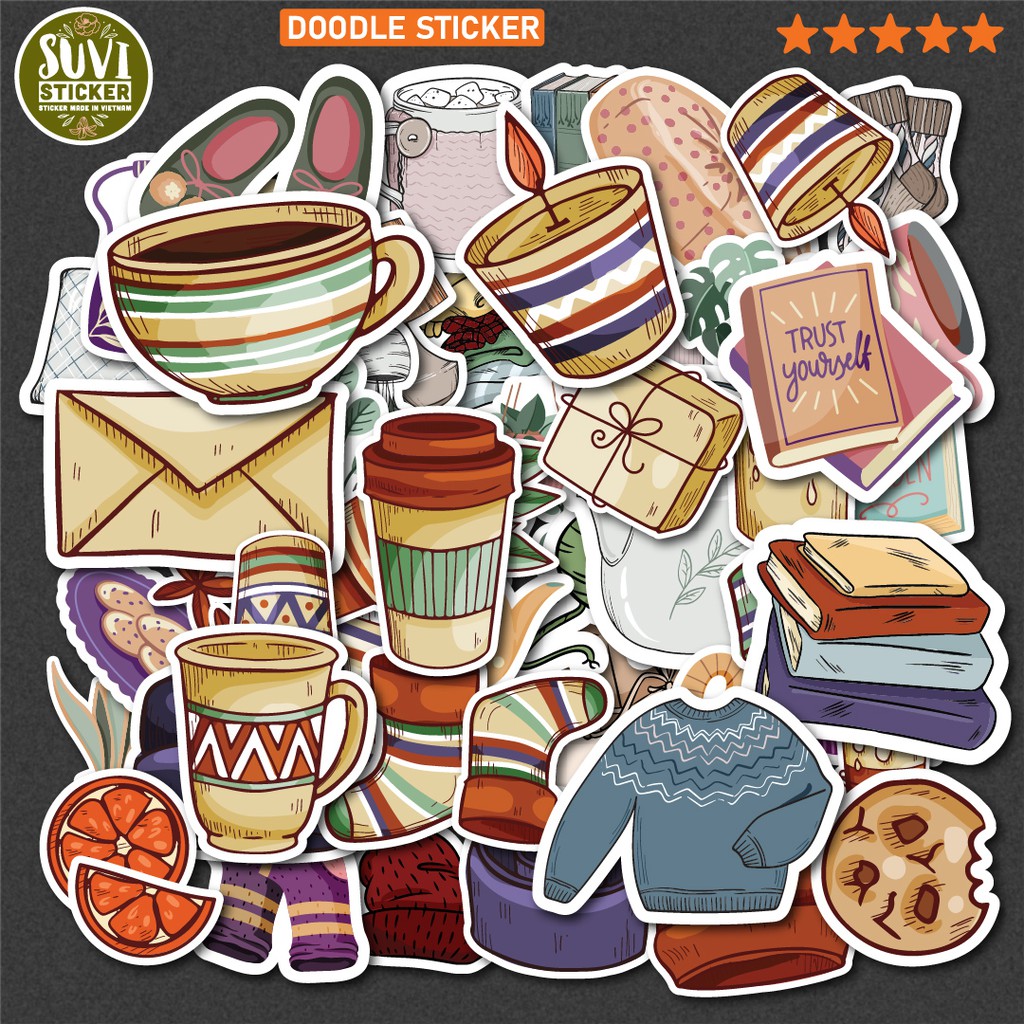 50 Sticker Doodle chống nước sticker dán laptop, điện thoại, đàn guitar, mũ bảo hiểm, vali. MSP: K09
