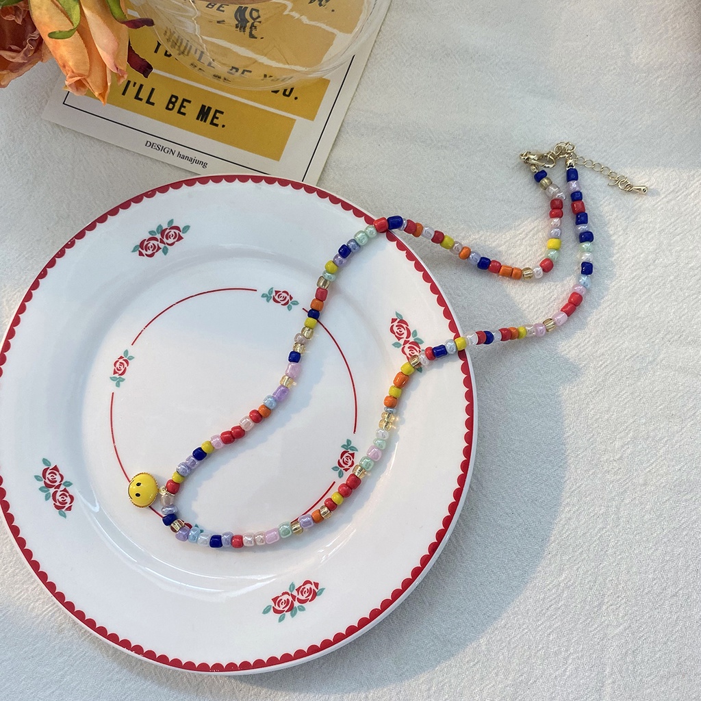Vòng Cổ Chuỗi Hạt Nhiều Màu Sắc Mặt Cười Harajuku Xu Hướng Mới