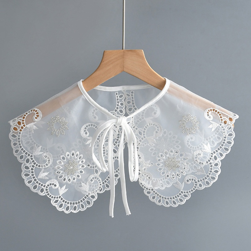 Khăn Choàng Cổ Mỏng Nhẹ Thêu Họa Tiết Hoa Đính Hạt Cườm Có Thể Tháo Rời Đa Năng Thời Trang Cho Nữ