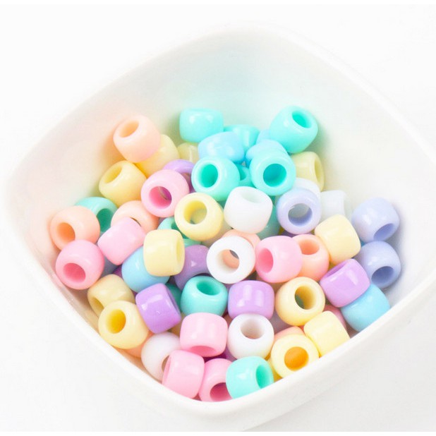 Set 50 hạt nhựa Acrylic lỗ lớn 6*8mm dùng làm đồ trang sức thủ công cho bé