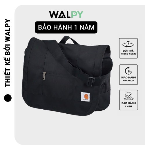 [FREESHIP]TÚI ĐEO CHÉO UNISEX ĐEN VẢI XỊN CAO CẤP THỜI TRANG CHỐNG NƯỚC ĐỰNG LAPTOP CARHARTT D89 MESSENGER BAG WALPY