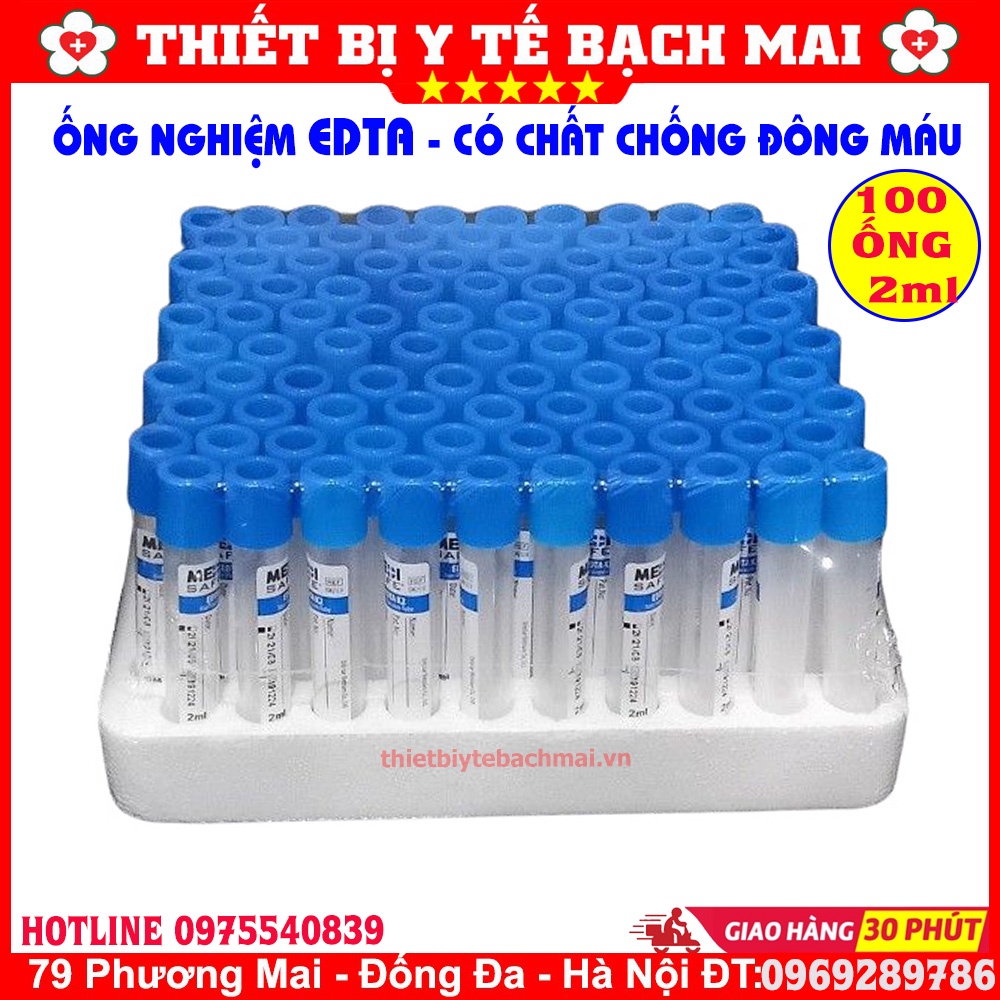 Ống Nghiệm Nhựa EDTA Chống Đông Máu Nắp Xanh