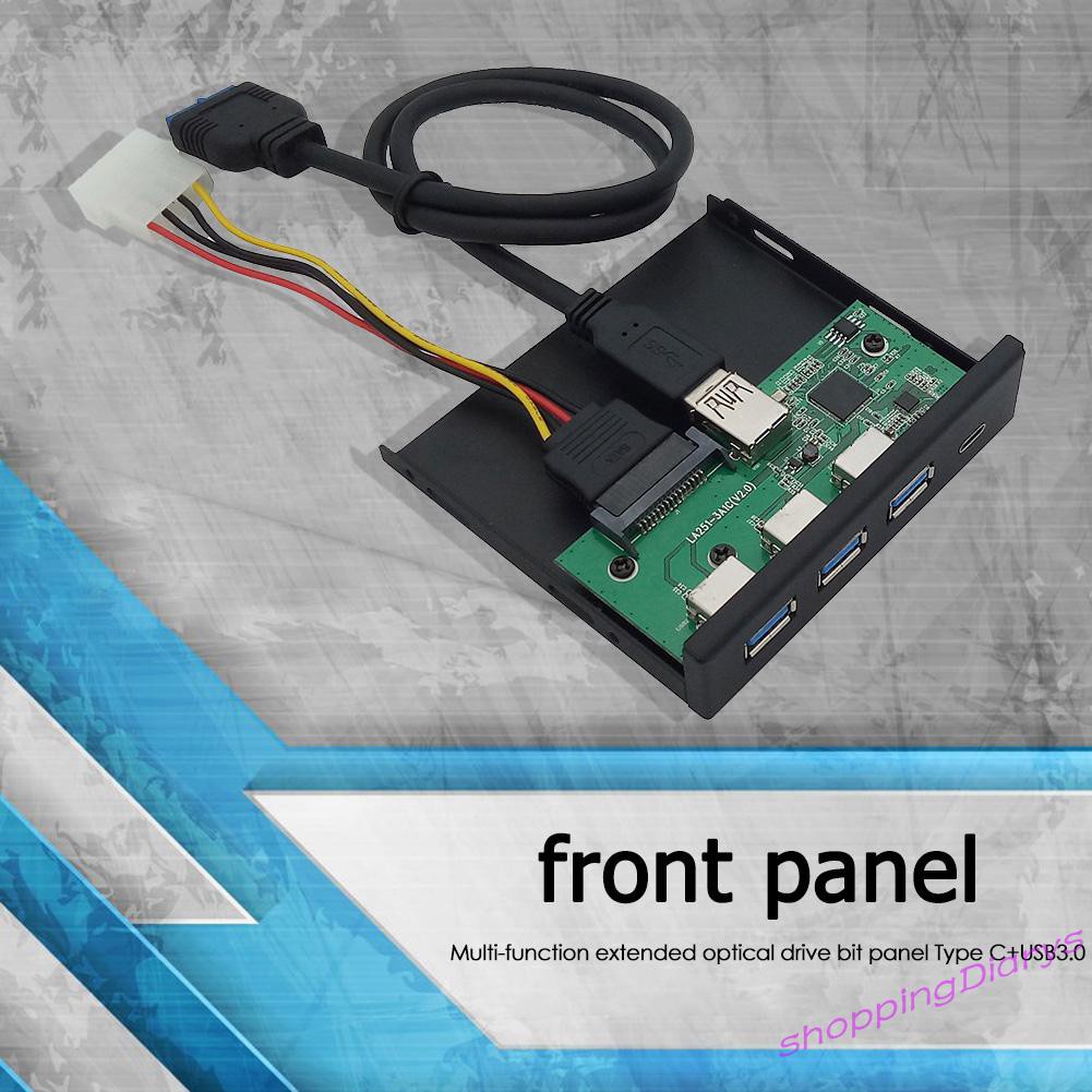 ✤Sh✤ 5 Port Front Panel TYPE-C 2 USB 3.0 5.25/3.5 inch Floppy Bay Adapter for PC