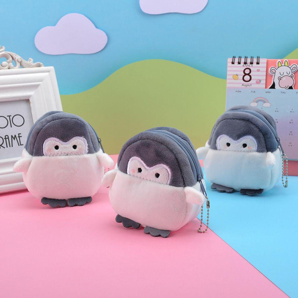 Ví Đựng Tiền Xu Mini Hình Chim Cánh Cụt Lông Xù Đáng Yêu Thanh Lịch Cho Nữ