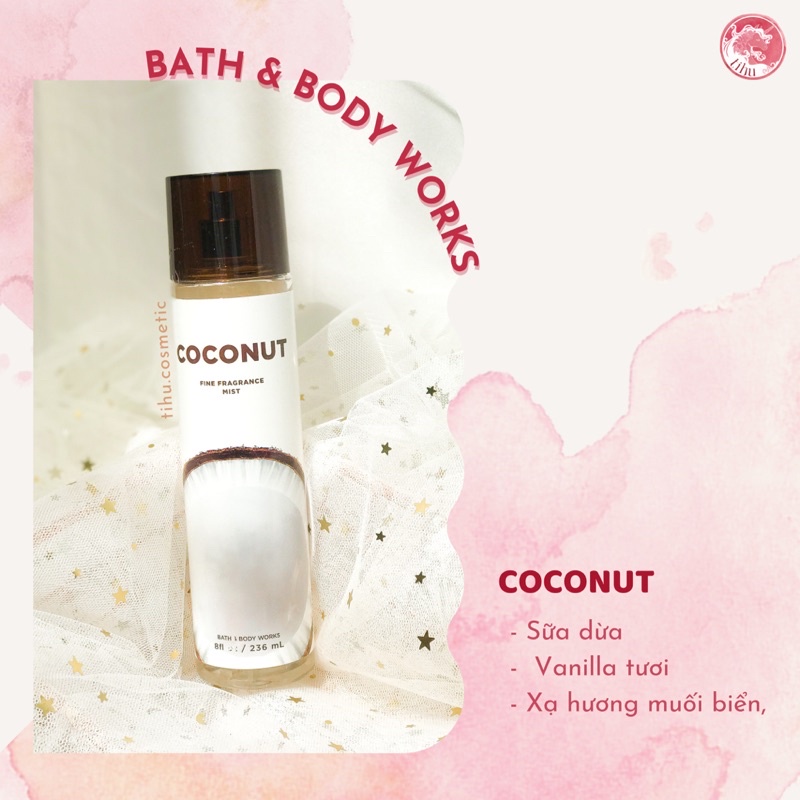 Xịt thơm khử mùi Bath &amp; Body Works hương dừa