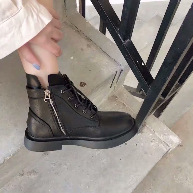 Giày da nữ kéo séc cổ cao ulzzang Hàn quốc | BigBuy360 - bigbuy360.vn