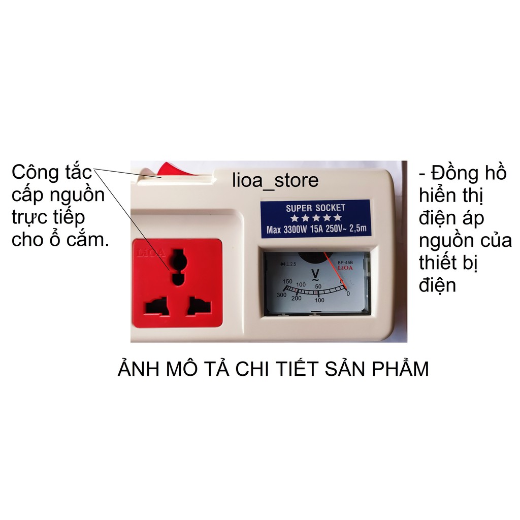 Ổ CẮM ĐIỆN LiOA 4 ĐA NĂNG  CÓ ĐỒNG HỒ  - PHICH CHÂU ÂU