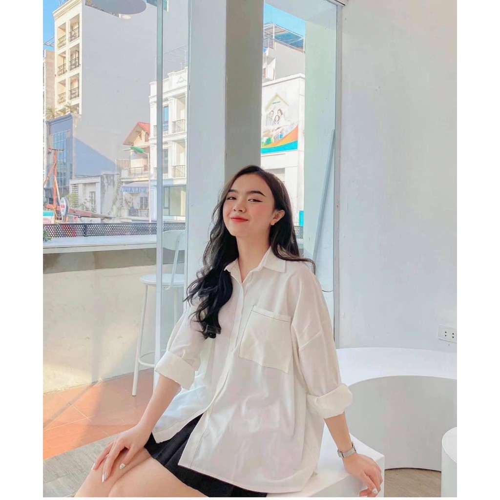 [ Mã WASTRUN4 giảm 10% tối đa 30K đơn 99K] Áo Sơ Mi Nữ Đẹp Trắng, Đen Viền Chỉ Form Rộng Kiểu Hàn Quốc LAVUSA | BigBuy360 - bigbuy360.vn