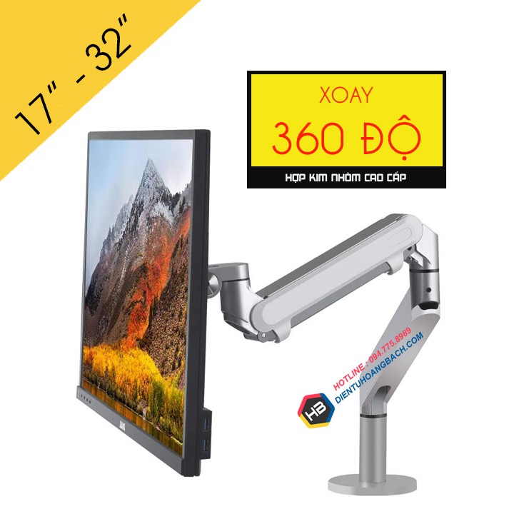 Giá Treo Màn Hình Máy Tính OZ 1 17 - 24 - 27 - 32 inch / Tay Treo Màn Hình Hợp Kim Nhôm [Cao Cấp Hơn NB F100A ]
