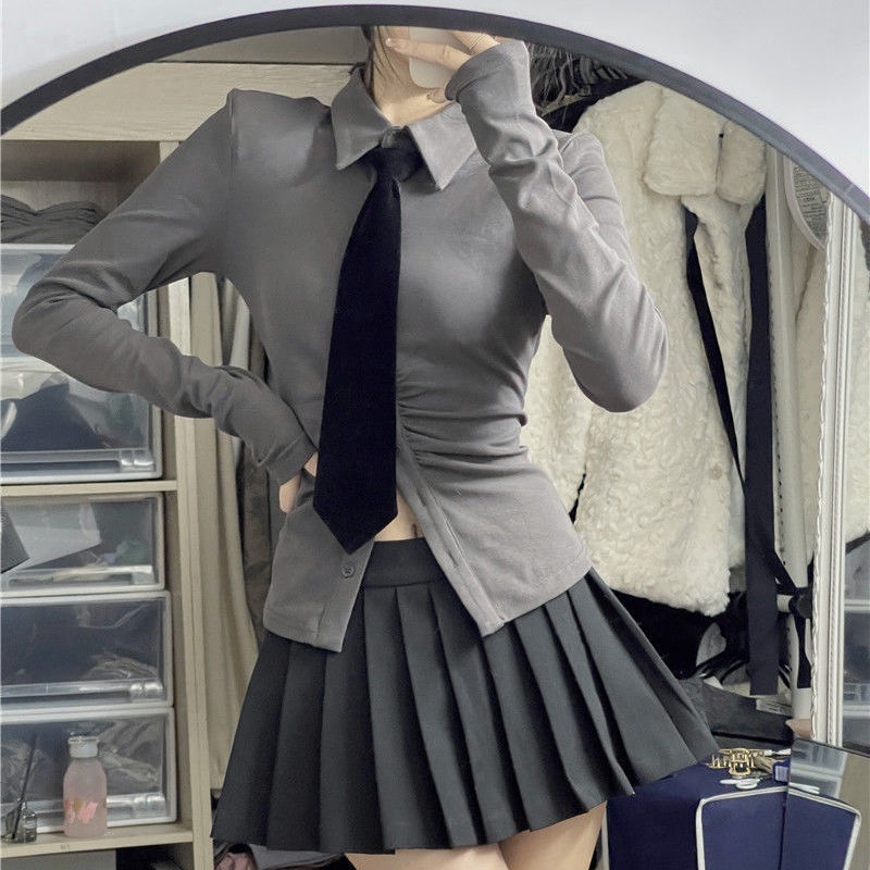 COZOK Áo Sơ Mi Dài Tay Ôm Eo Xinh Xắn Dễ Phối Đồ