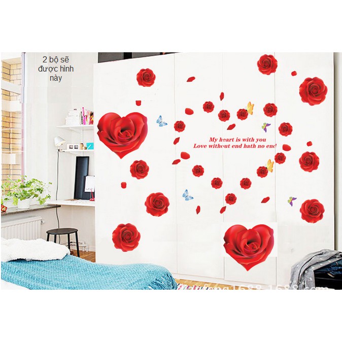 Decal trang trí phòng ngủ, phòng cưới combo lãng mạn AmyShop