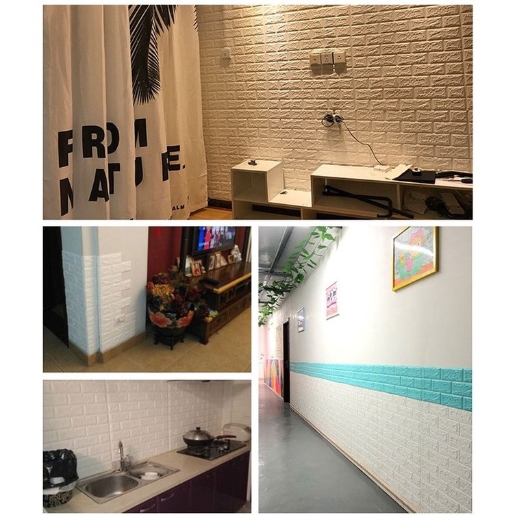 Miếng dán tường bằng xốp 3D tự dính trang trí phòng khách/phòng ngủ/phông nền TV