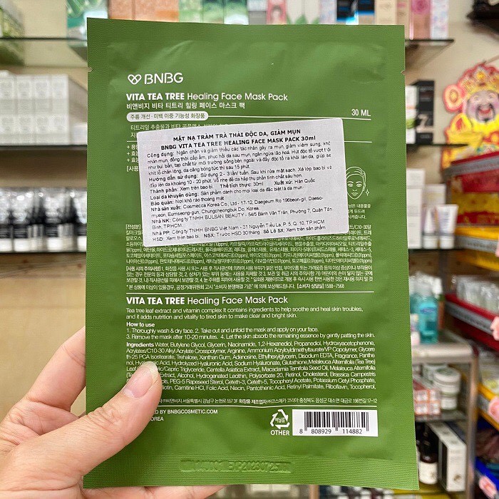 Combo 10 Mặt Nạ Giấy Chiết Xuất Tràm Trà Dành Cho Da Mụn BNBG Vita Tea Tree Healing Facial Mask 30ml x 10