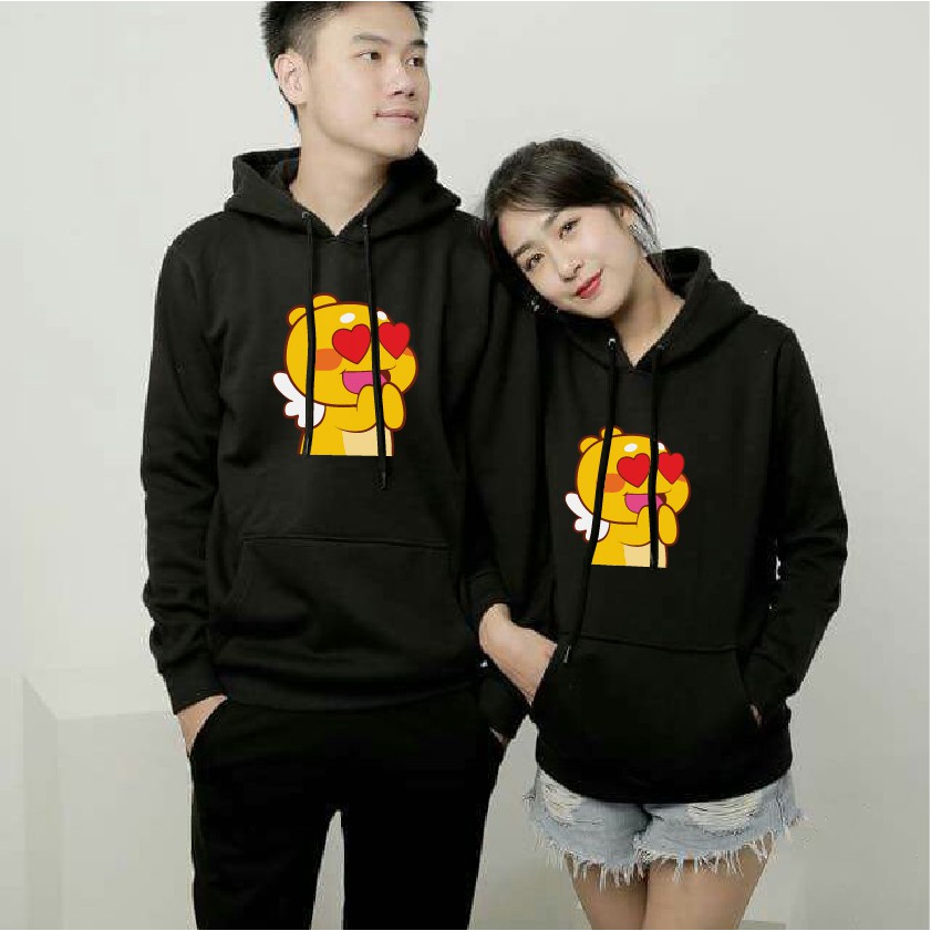 [Ấm như ôm gấu] Áo nỉ Hoodie thu đông hoạt hình form suông rộng có mũ unisex, chất nỉ bông siêu ấm 4 màu | BigBuy360 - bigbuy360.vn