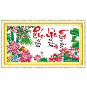 Tranh thêu chữ thập Phúc Lộc Thọ 222924 (73x42cm) chưa thêu
