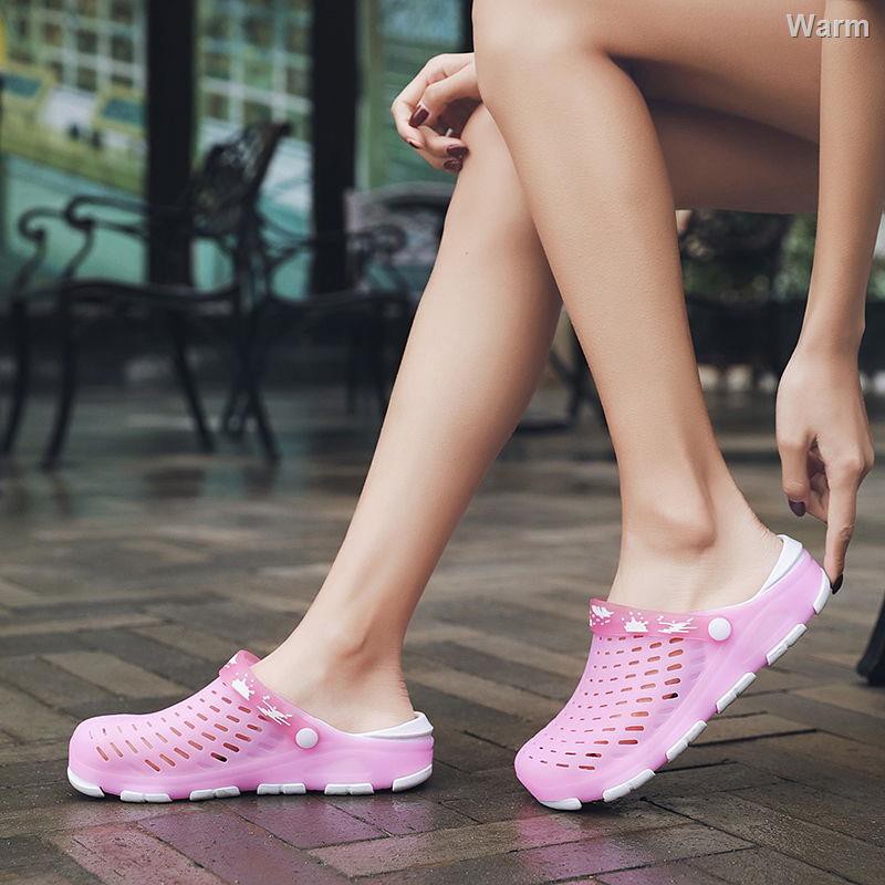 Wdhhh Châu Âu▨☢Giày sandal nhựa đế mềm dày dặn chống trượt thời trang mùa hè phong cách Hàn Quốc cho nữ