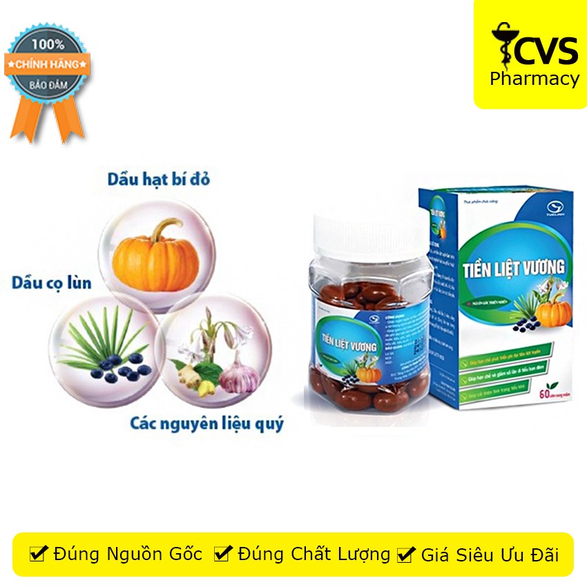 Viên uống Tiền Liệt Vương hộp 60 viên - hỗ trợ u xơ tuyến tiền liệt, giảm triệu chứng rối loạn về tiểu tiện -cvspharmacy