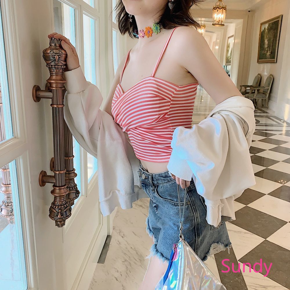 Áo Nữ Không Tay Họa Tiết Sọc Thời Trang Quyến Rũ