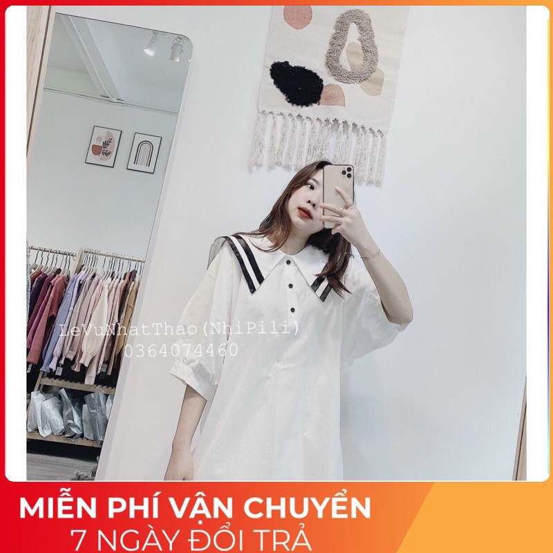 Áo Sơ Mi Nữ Thủy Thủ , Áo Sơmi Trắng Nữ Cổ Phối Màu F012 - Reso Shop - zeni69 store