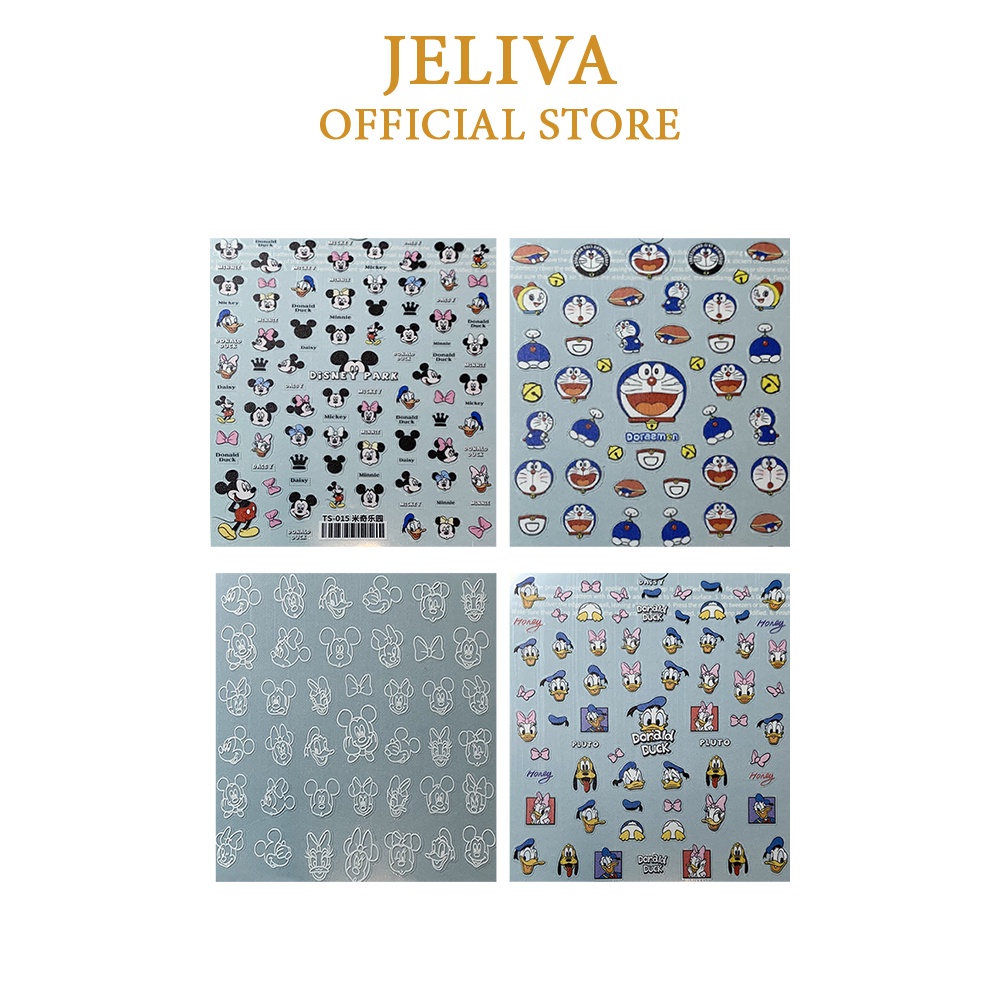 Sticker nail lụa hoạt hình JELIVA 5D