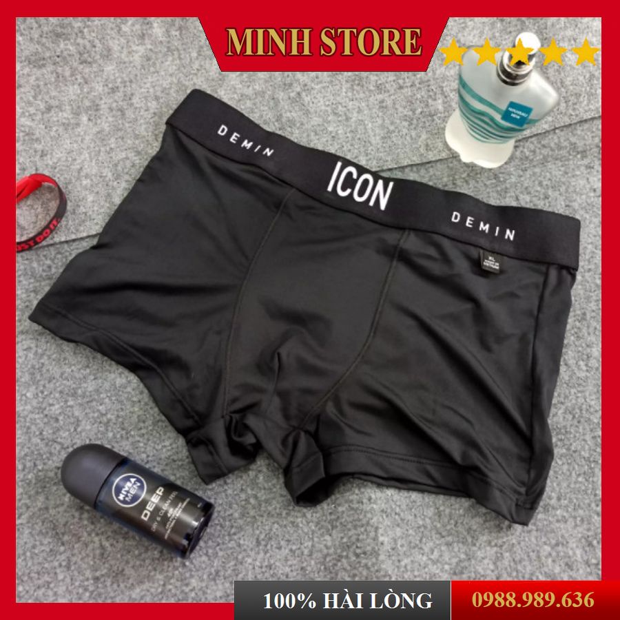 (Tặng móc) Quần Sịp Nam thun lạnh, Quần lót nam Boxer ICON Demin co dãn 4 chiều sexy cao cấp (Che Tên) MINHSTORE