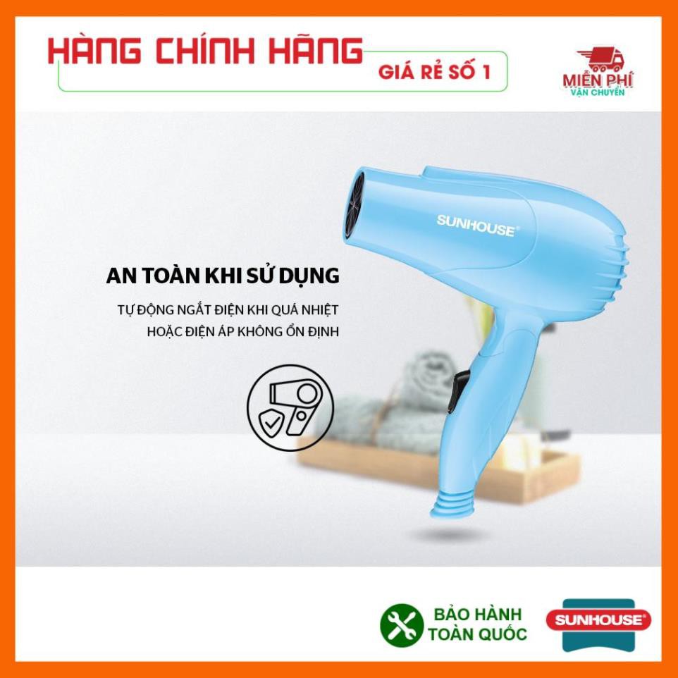 Máy sấy tóc Sunhouse SHD2305, máy sấy công suất 650w, chế độ gió mạnh mẽ, tự động ngắt khi quá tải.