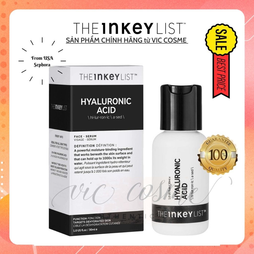 [CHÍNH HÃNG] Tinh chất cấp ẩm phục hồi da The INKEY List Hyaluronic Acid Serum 30ml