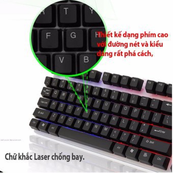 [LA] Bàn phím chính hãng Bosston đèn Led 7 màu giả cơ + tấm lót chuột xịn UP10096