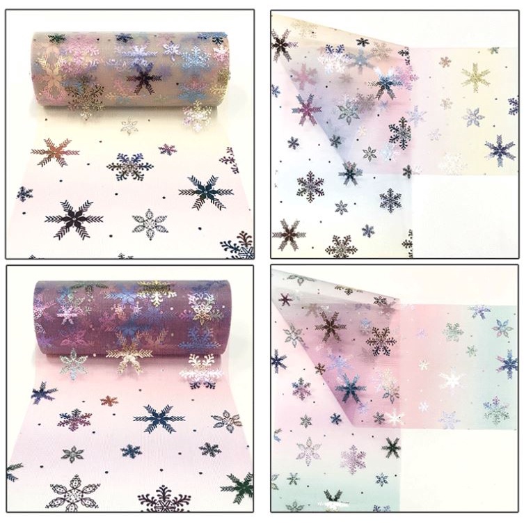 Ruy băng voan mềm bản rộng 15cm làm phụ kiện handmade hình bông tuyết màu ombre cực xinh