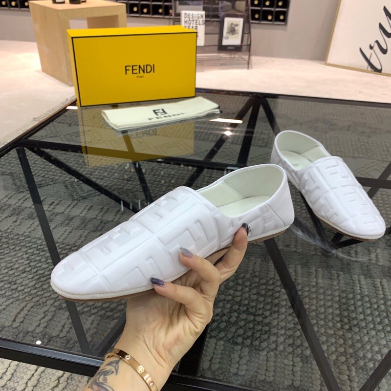 Giày lười nam thương hiệu Fendi FD da thật cao cấp logo in nổi độc đáo