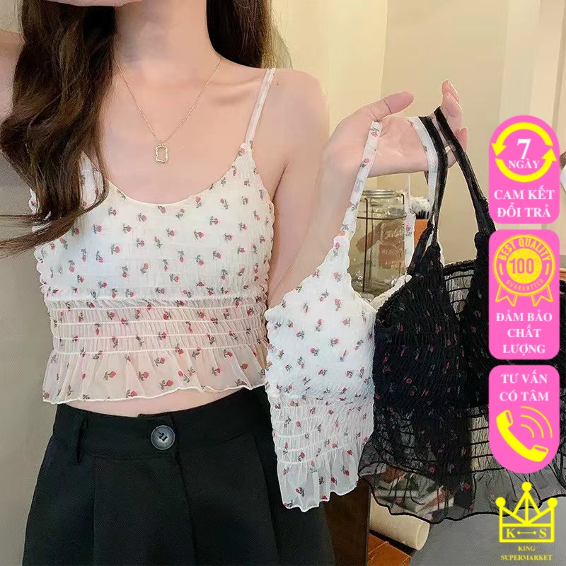 Áo bra hoa nhí 2 dây chất voan mã ABR891