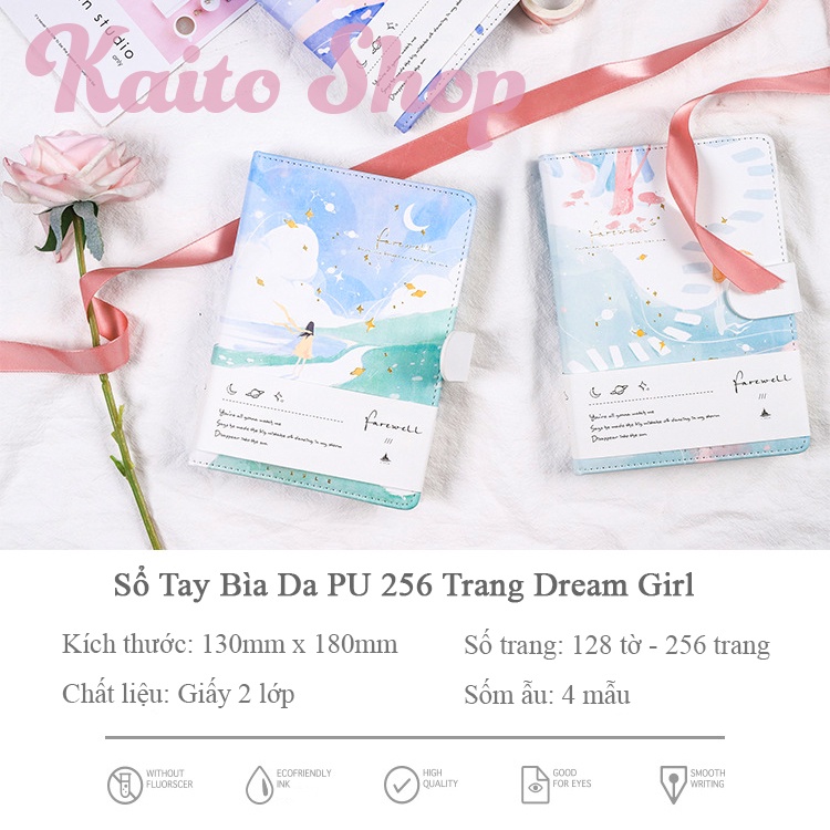 Sổ Tay Bìa Da 256 Trang Dream Girl - Sổ Ghi Chép A5 Daily Planner - Sổ A5 Khóa Từ Nam Châm Cao Cấp