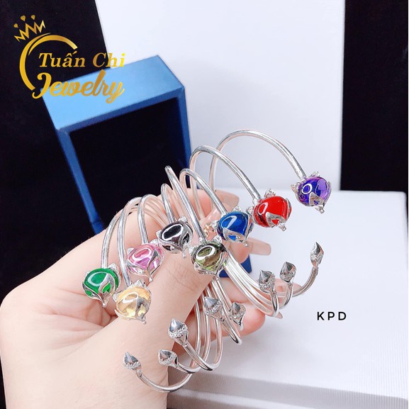 Lắc Tay Bạc Nữ  FREESHIP Vòng Tay Hồ Ly Bạc Ta Kết Hợp Đá Phong Thủy Đủ Màu Theo Mệnh Mang Lại May Mắn