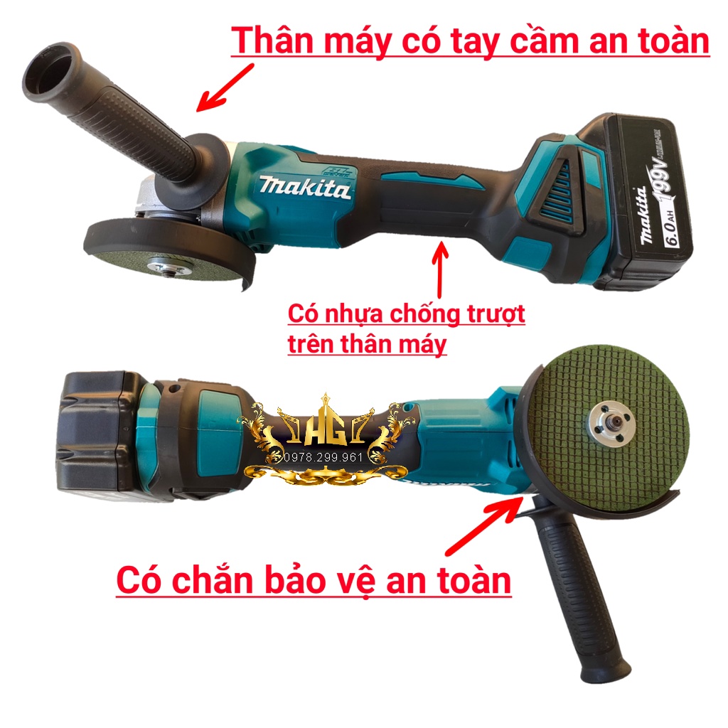 Máy Mài Dùng Pin Máy Cắt Cầm Tay Makitaa198V Động Cơ Không Chổi Than Tặng Kèm 5 Viên Đá Cắt