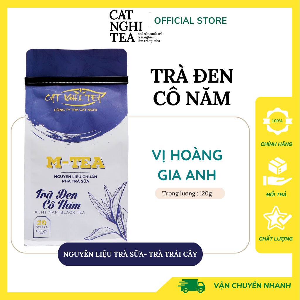 Hồng trà , Trà Đen Cô Năm nguyên liệu làm trà sữa , trà trái cây Cat Nghi tea 120g , 20 gói trà đen túi lọc